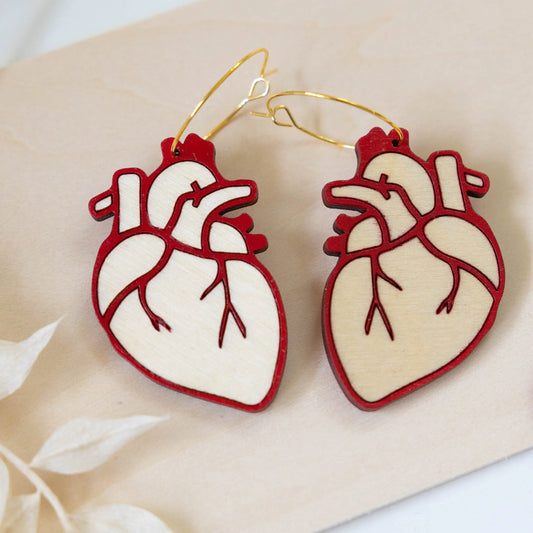 LE CHIC MIAMI - Anatomical Heart Wood Hoops