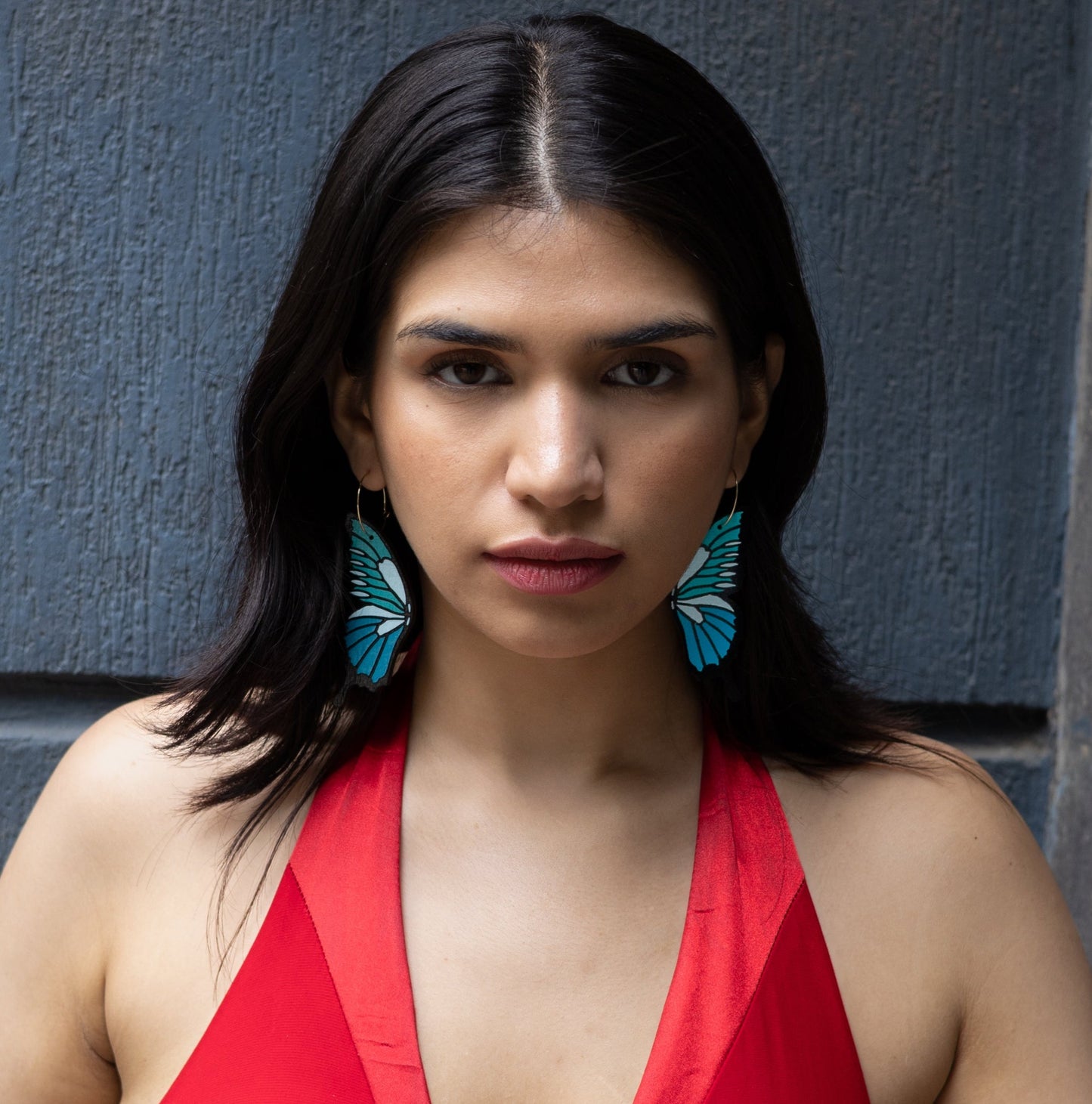 LE CHIC MIAMI - Blue Fantasy Butterfly Hoops