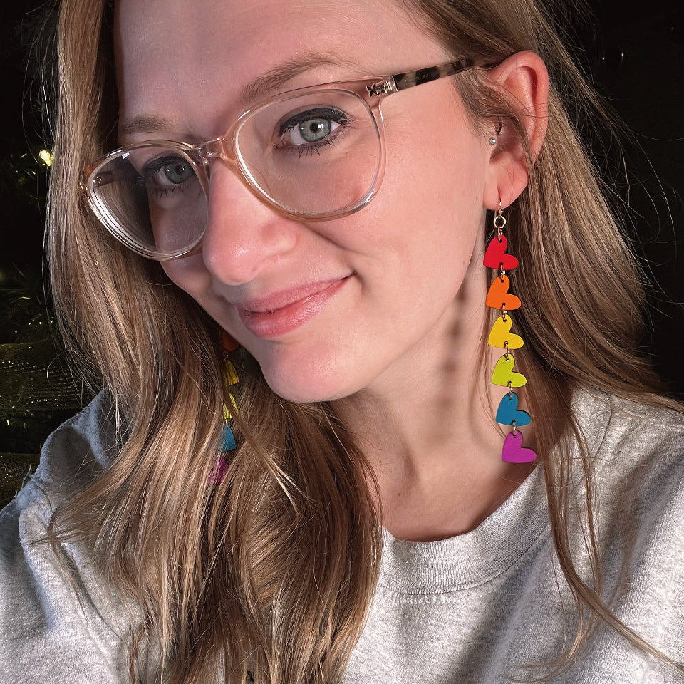 Rainbow Heart Chain Dangles