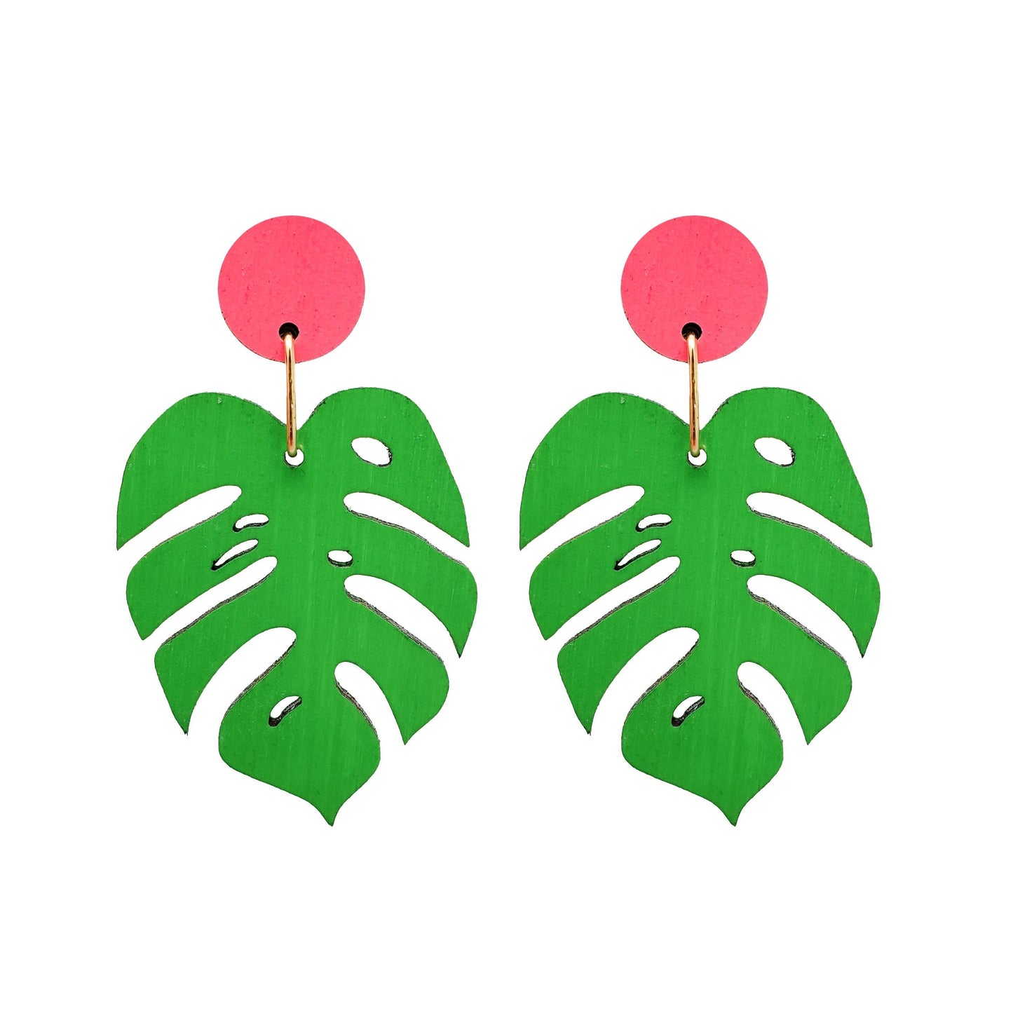 LE CHIC MIAMI - Monstera Pink Dot Dangles