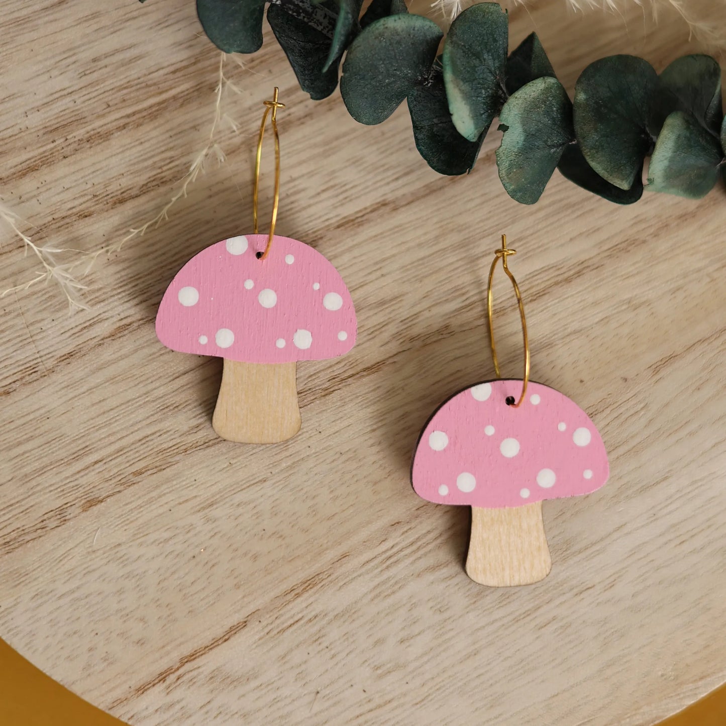 Pink Mushroom Hoops