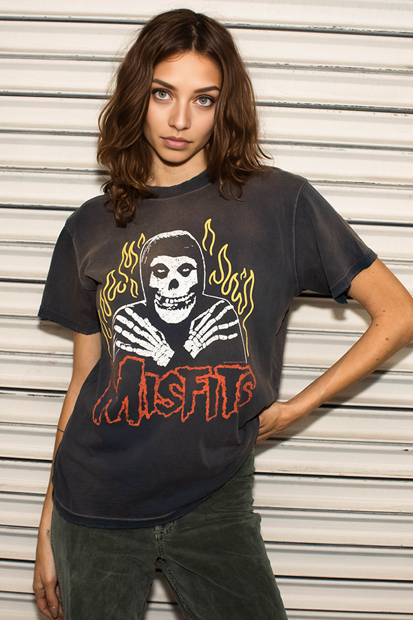 Misfits Flame Skull Tee-0
