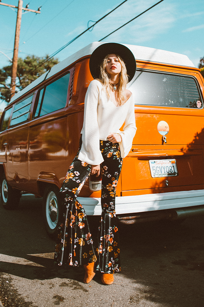 Sunset Black Floral Bells