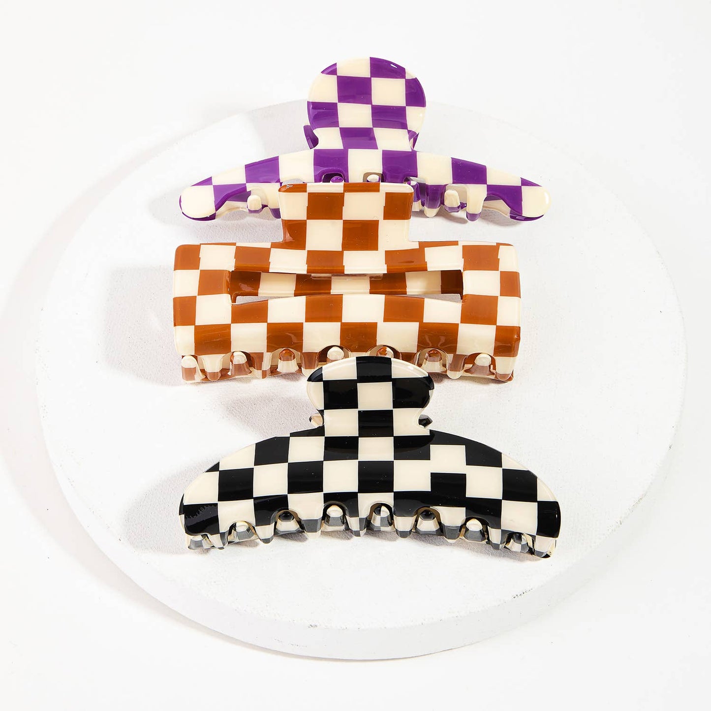Fame Accessories - Checkered Hair Clip Set *COMING SOON*