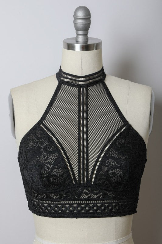 Leto Accessories | High Neck Mesh Choker Bralette