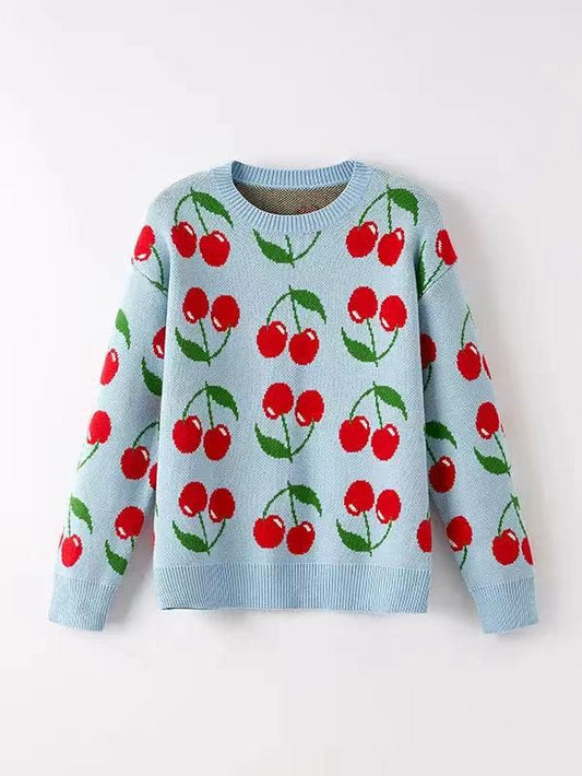 Cherry Pattern Knit Sweater