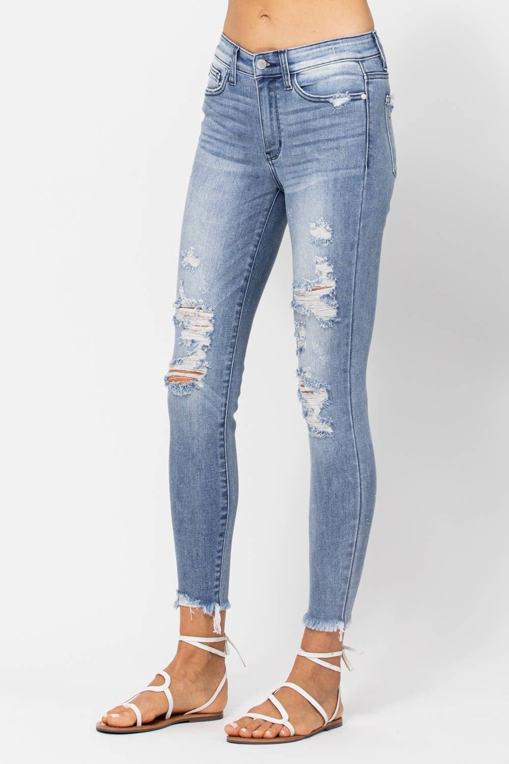 Judy Blue Jeans - MID-RISE SKINNY DESTROYED