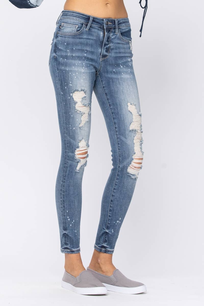 Judy Blue Jeans - MID-RISE SKINNY BLEACH SPLATTER DESTROYED