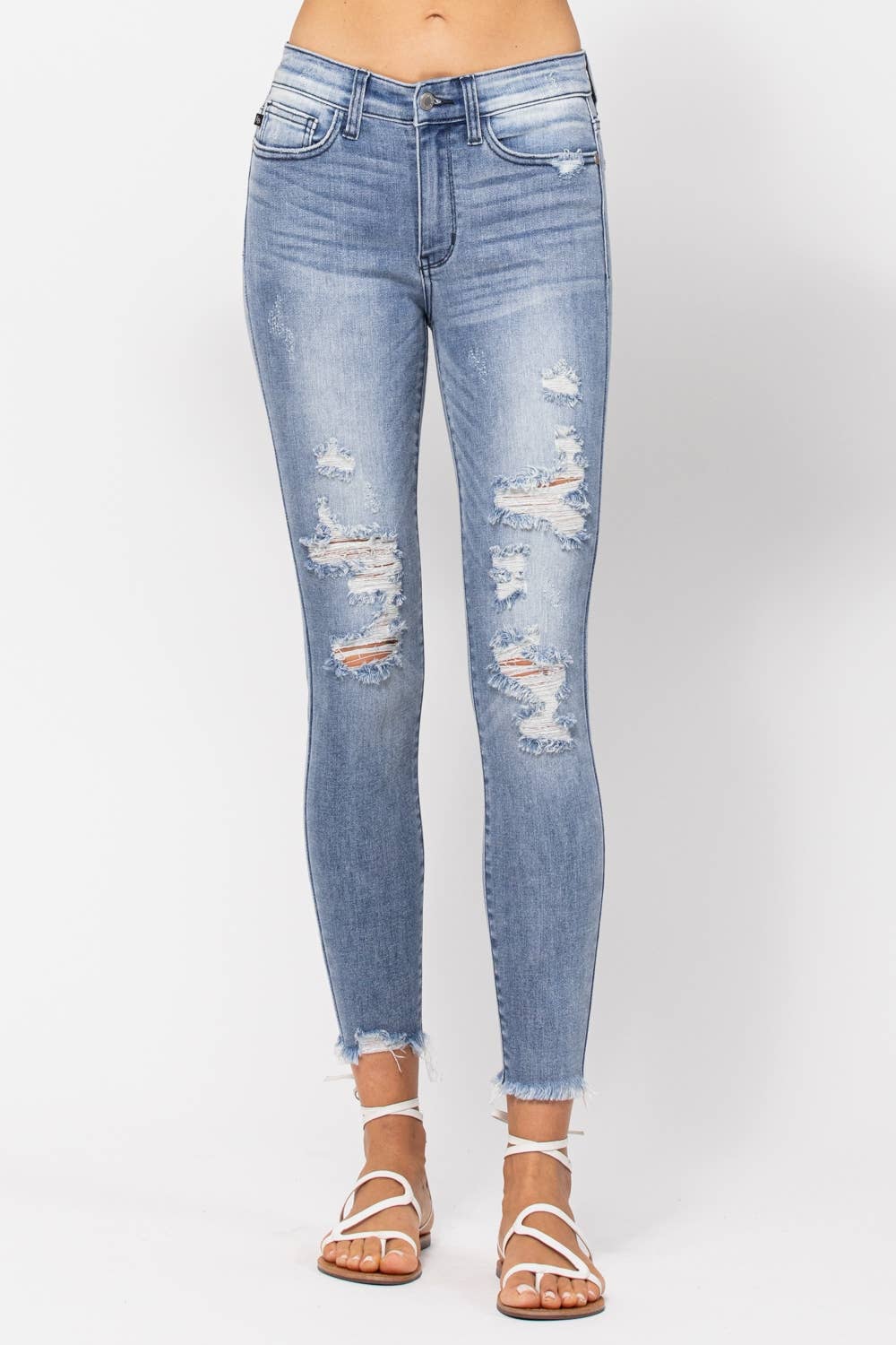 Judy Blue Jeans - MID-RISE SKINNY DESTROYED
