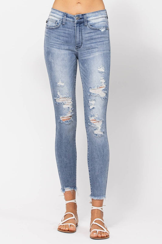 Judy Blue Jeans - MID-RISE SKINNY DESTROYED