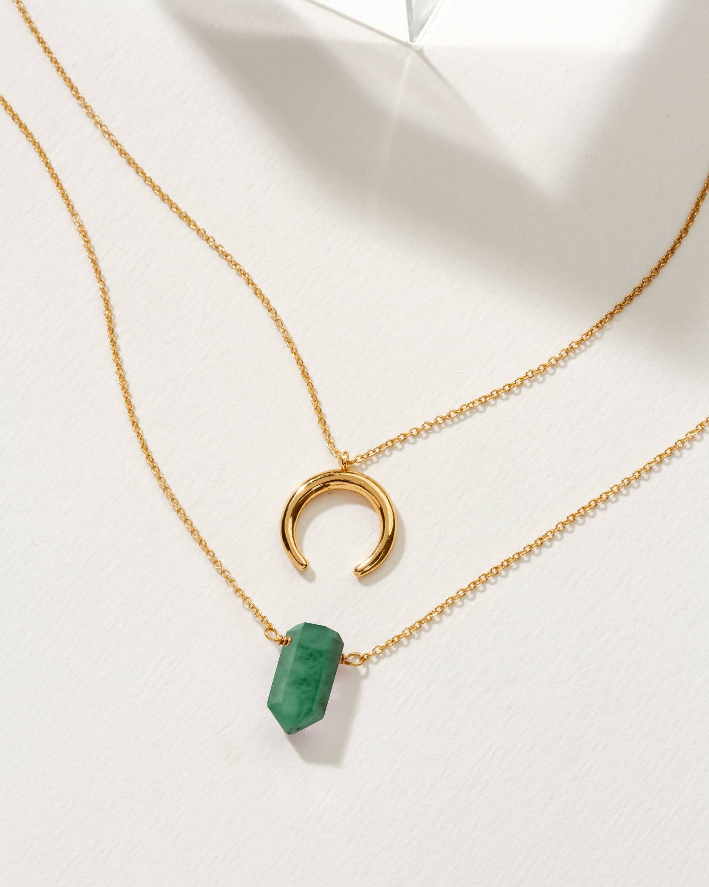 Luna Norte - Gemstone Point Necklace Set- Emerald