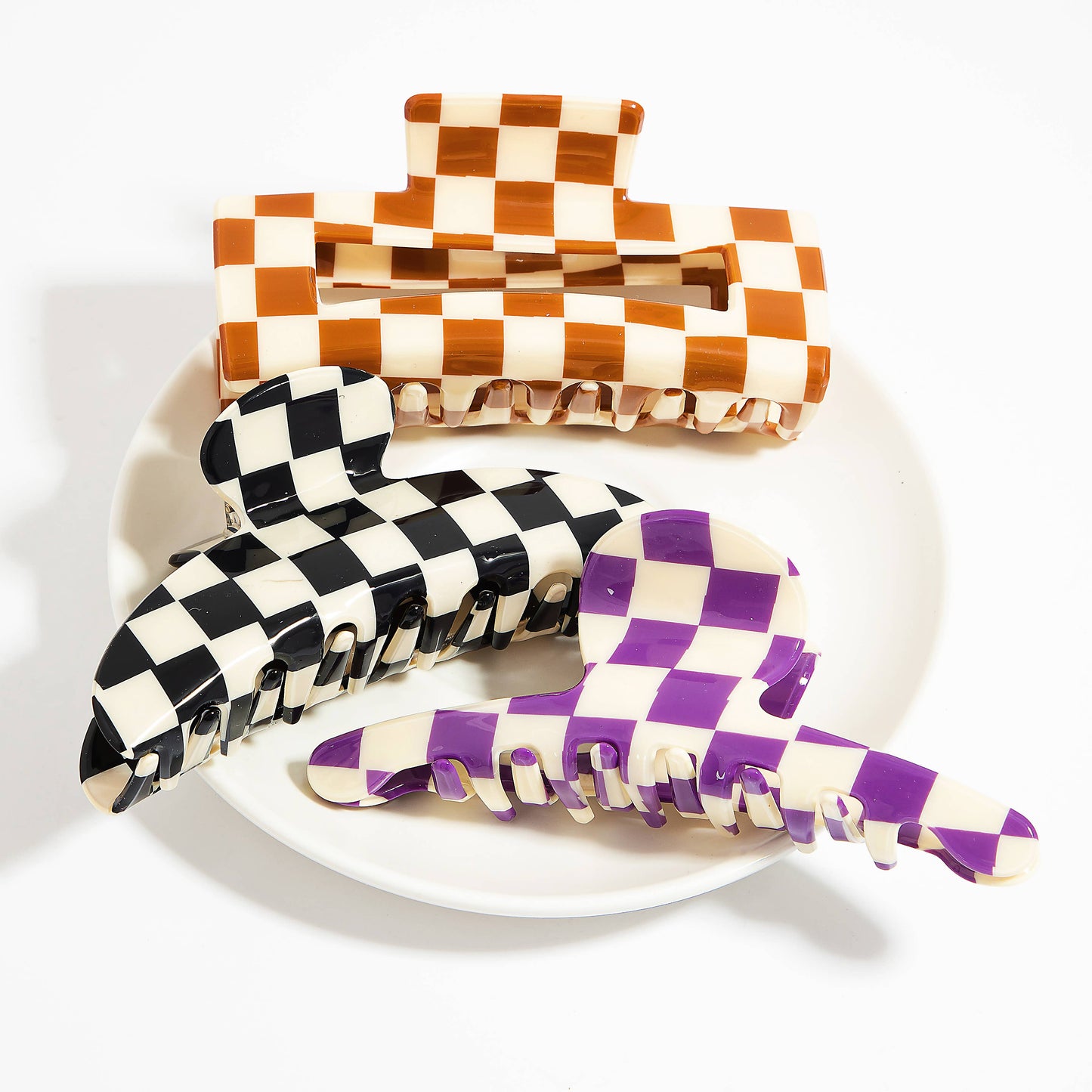 Fame Accessories - Checkered Hair Clip Set *COMING SOON*
