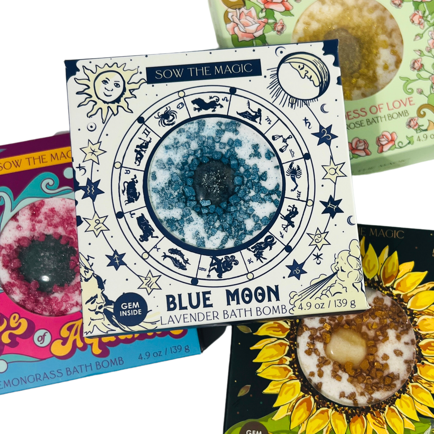 Sow the Magic - 🌻 Sunflower Power Honey Bath Bomb with Amber Gemstone – Soothing Epsom Salt Ritual