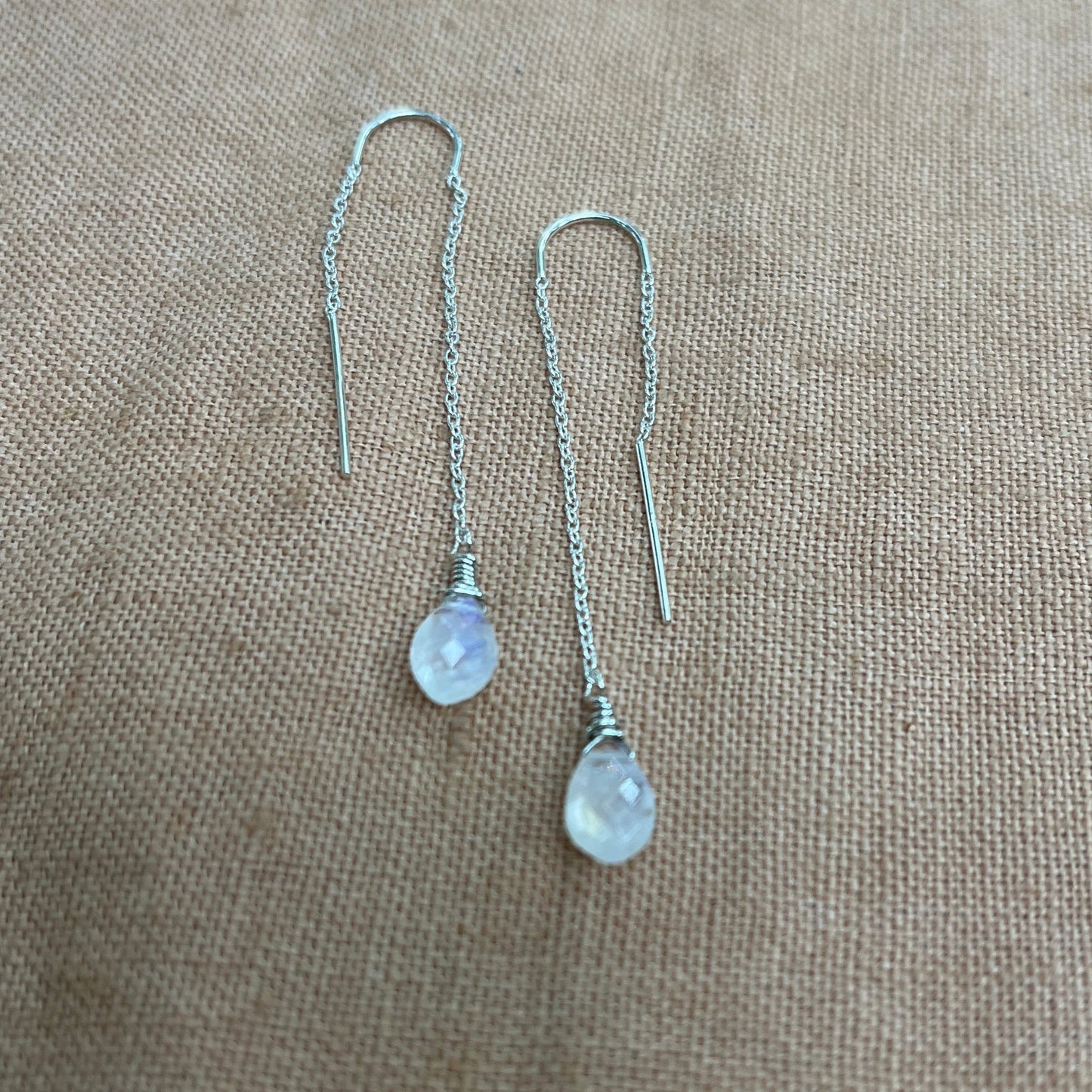 RAINBOW MOONSTONE GEM THREADER EARRINGS