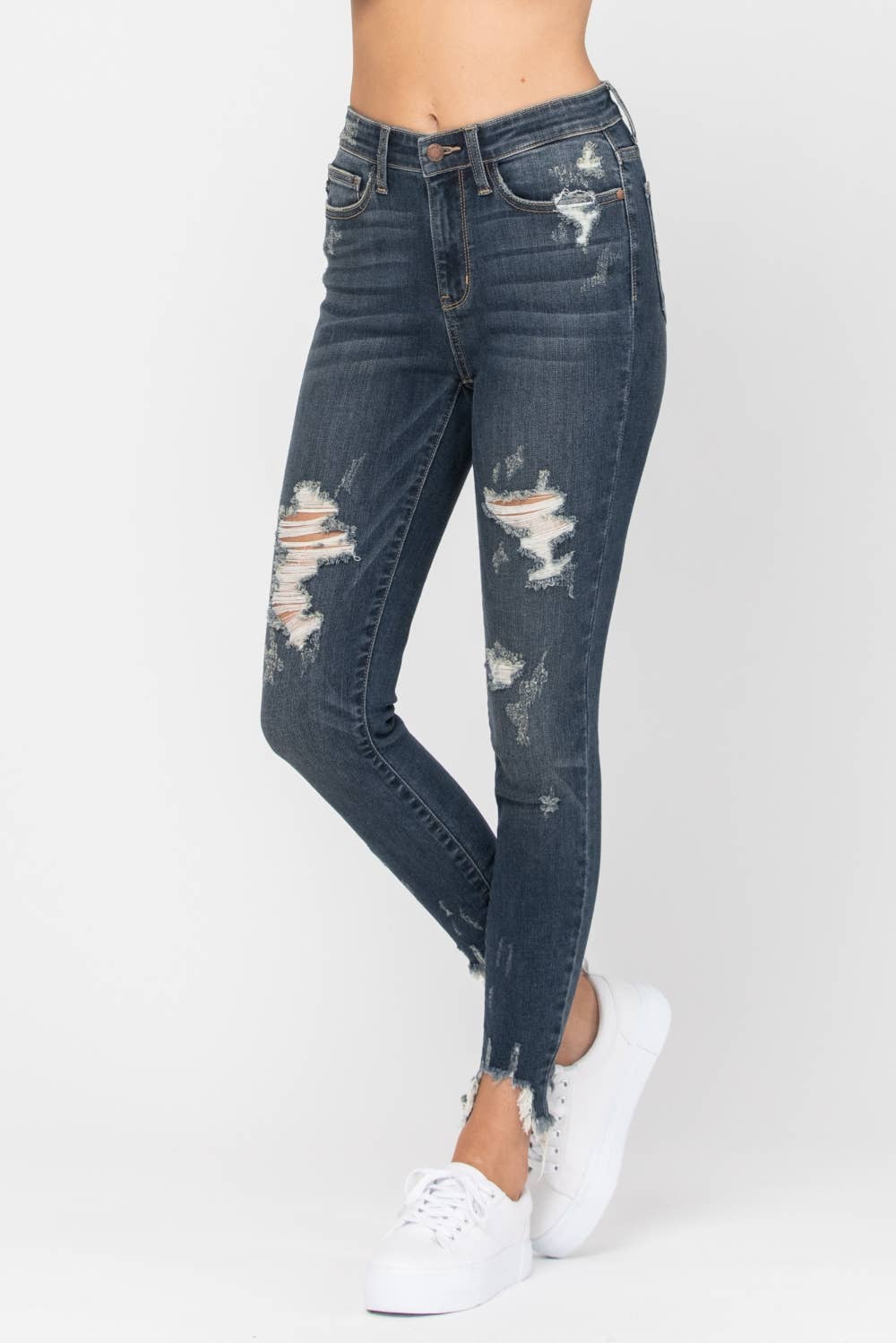 Judy Blue Jeans - Mid-Rise Skinny Destroyed Hem