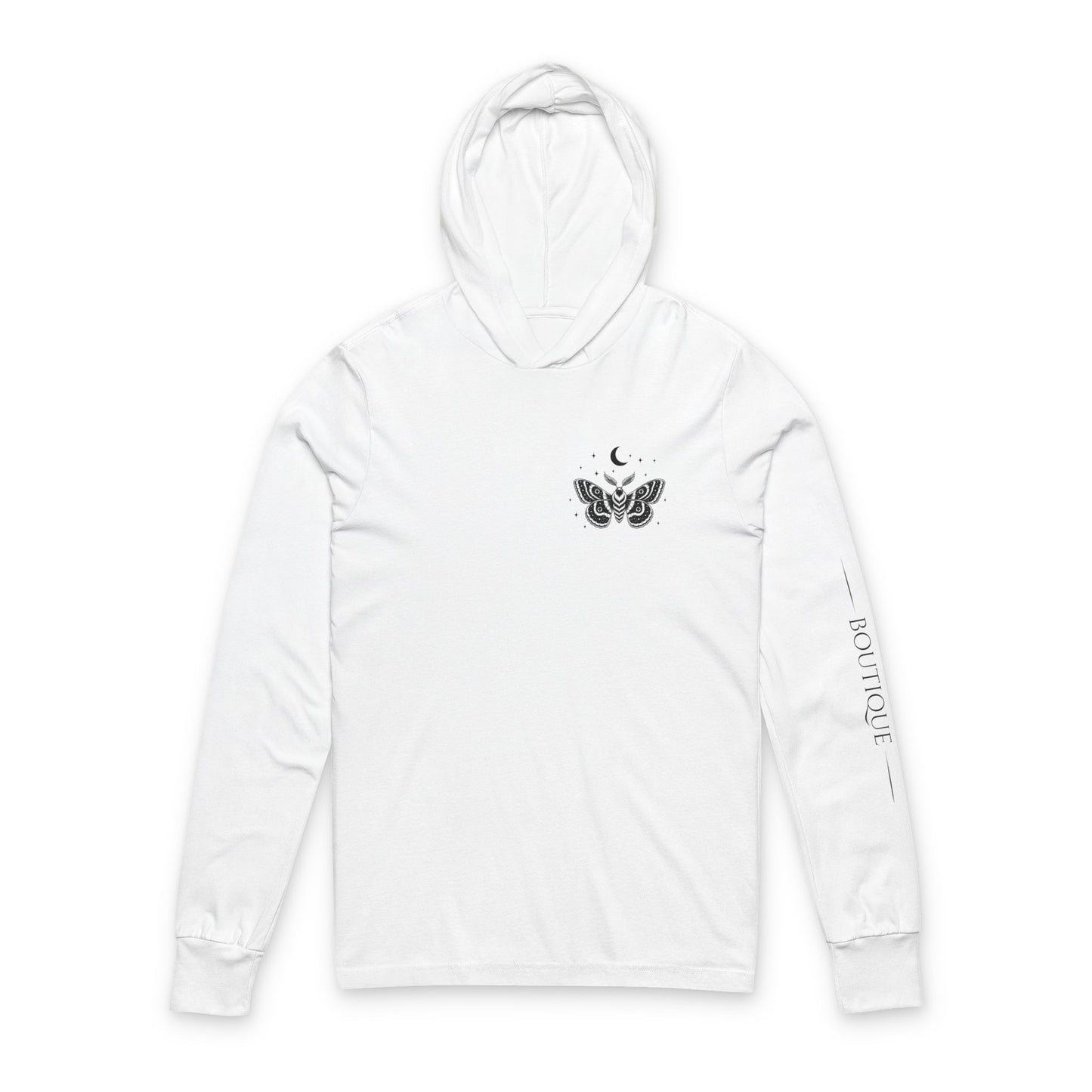 Moth Moon and Stars Hooded Tee
