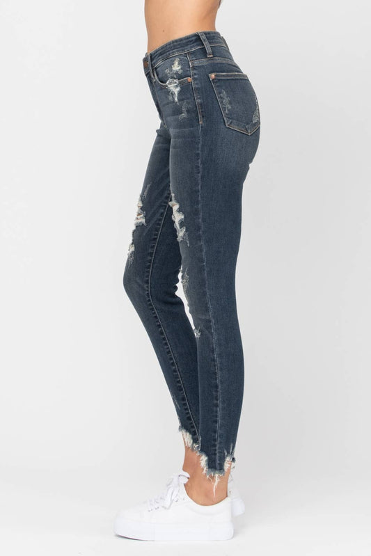 Judy Blue Jeans - Mid-Rise Skinny Destroyed Hem