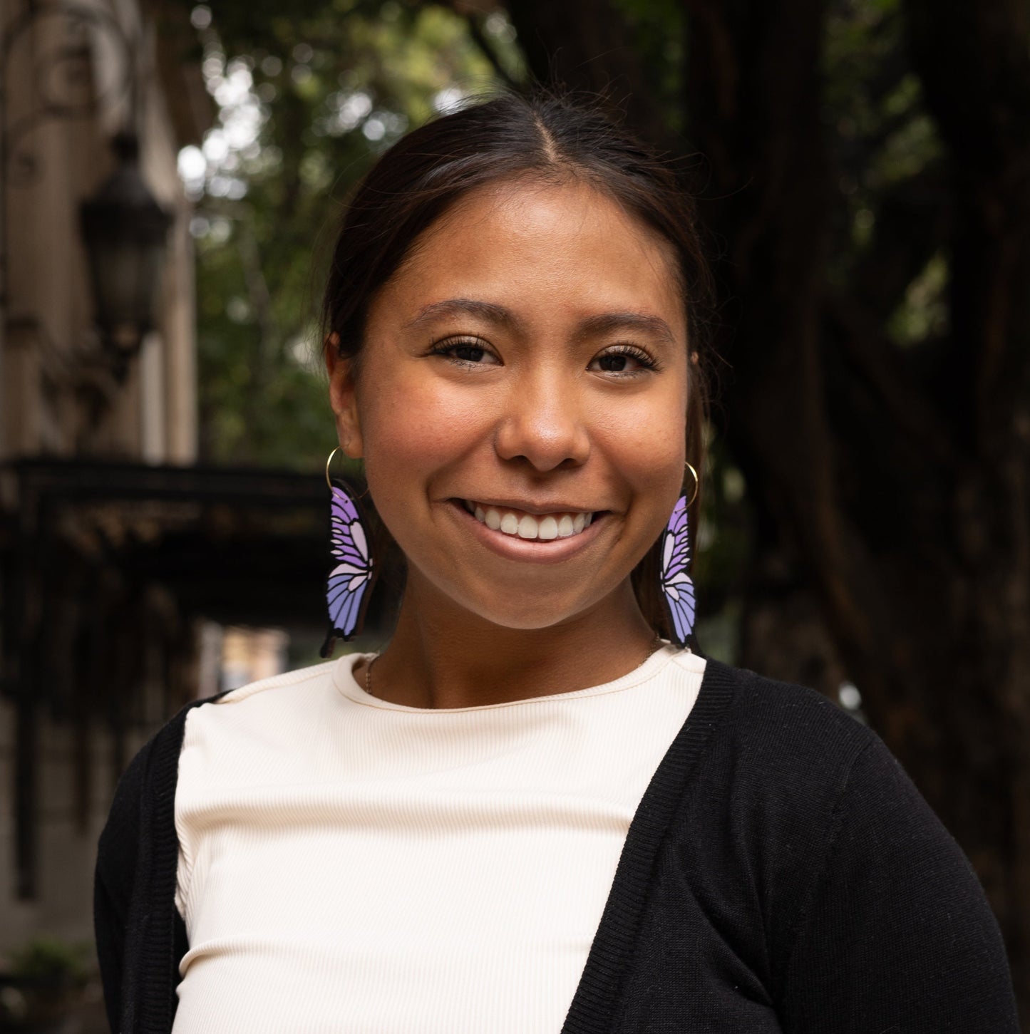 LE CHIC MIAMI - Lavender Butterfly Hoops