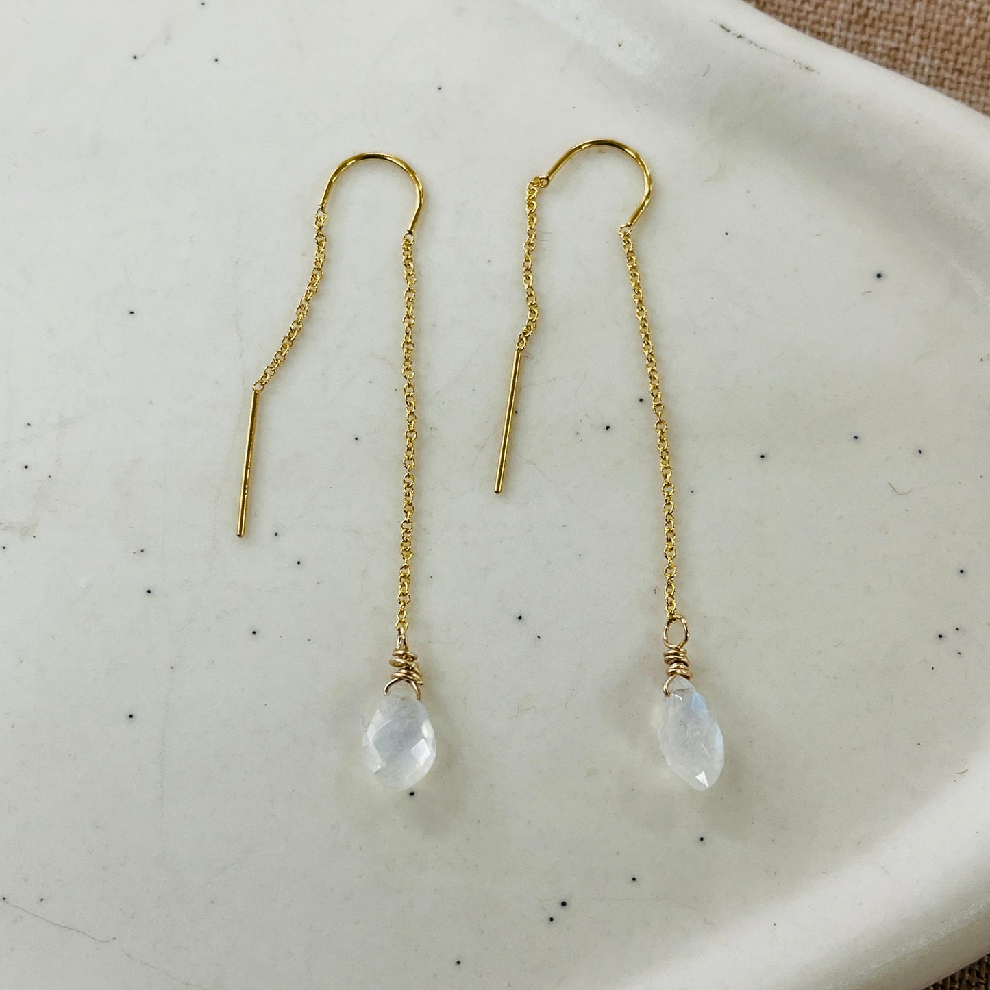 RAINBOW MOONSTONE GEM THREADER EARRINGS