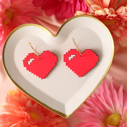 LE CHIC MIAMI - Pixelated Heart Hoops