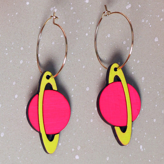 LE CHIC MIAMI - Neon Saturn Hoops