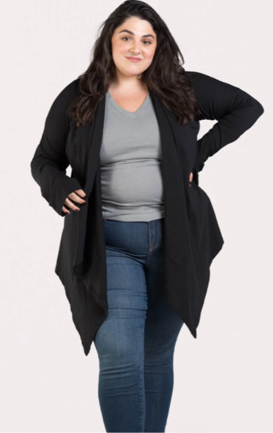 Soul Flower - Organic Cotton Draped Cardigan - Black