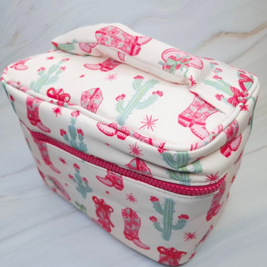 Western Whimsy Travel Cosmetic Case With Handle-0