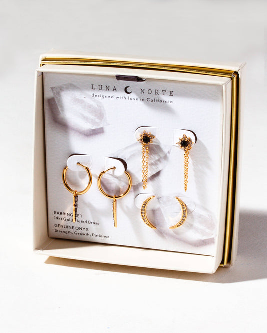 Luna Norte - Black Onyx Twilight Earring Set