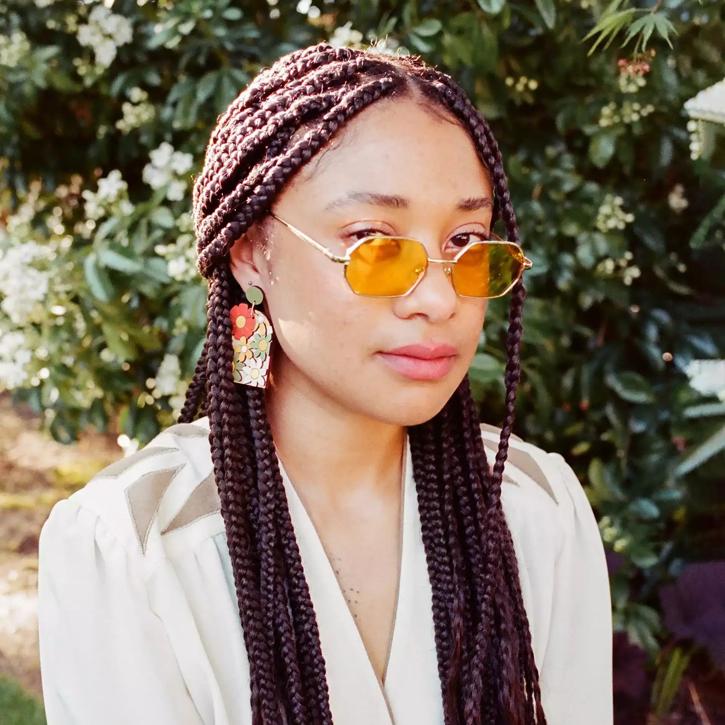 LE CHIC MIAMI - 70s Burnt Orange Floral Arch Earrings