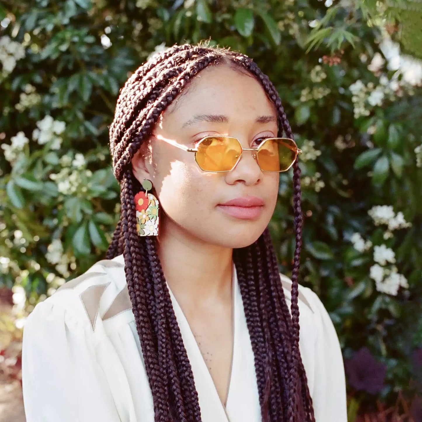 LE CHIC MIAMI - 70s Burnt Orange Floral Arch Earrings