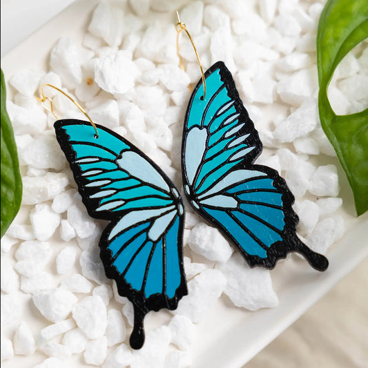 LE CHIC MIAMI - Blue Fantasy Butterfly Hoops