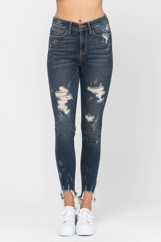 Judy Blue Jeans - Mid-Rise Skinny Destroyed Hem
