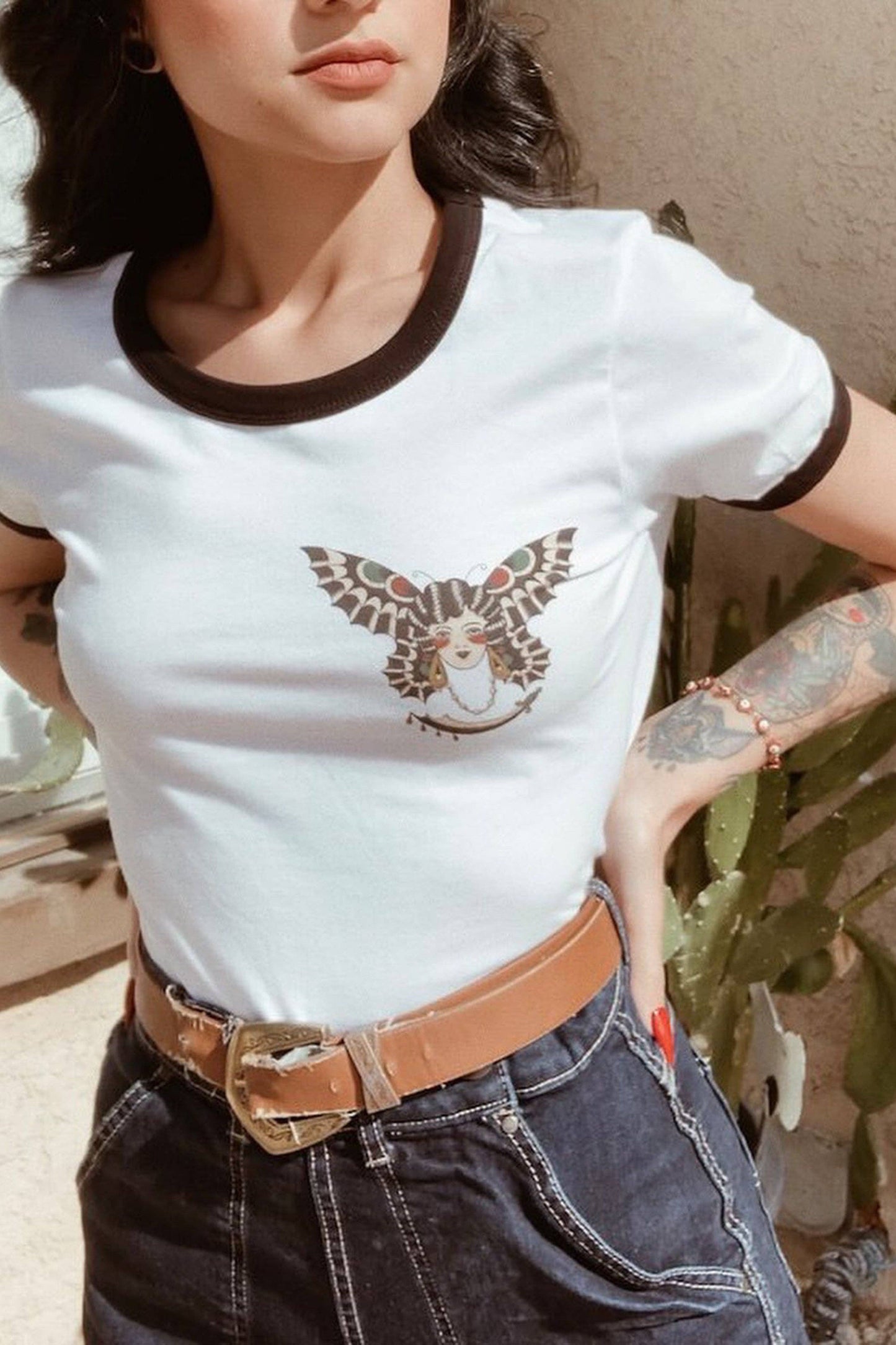 [Unisex] Butterfly Lady Ringer Tee