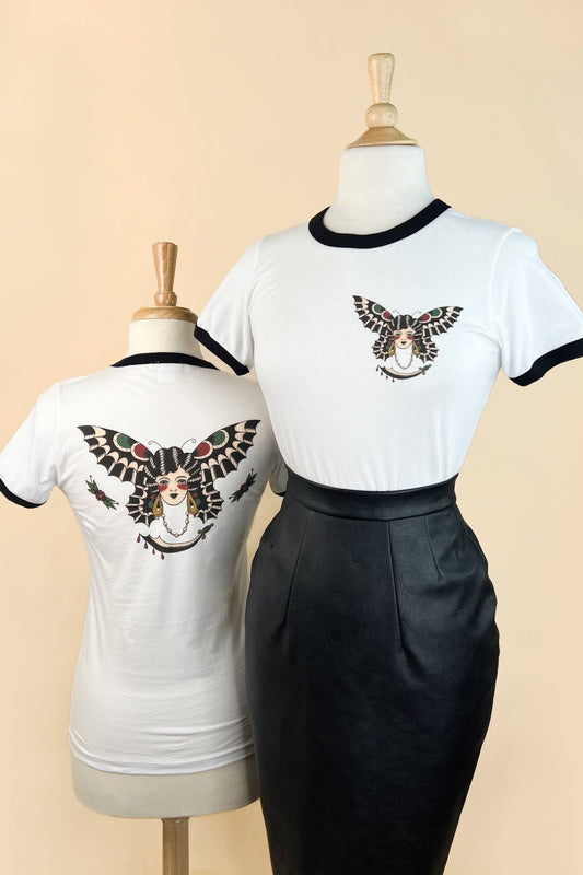 [Unisex] Butterfly Lady Ringer Tee