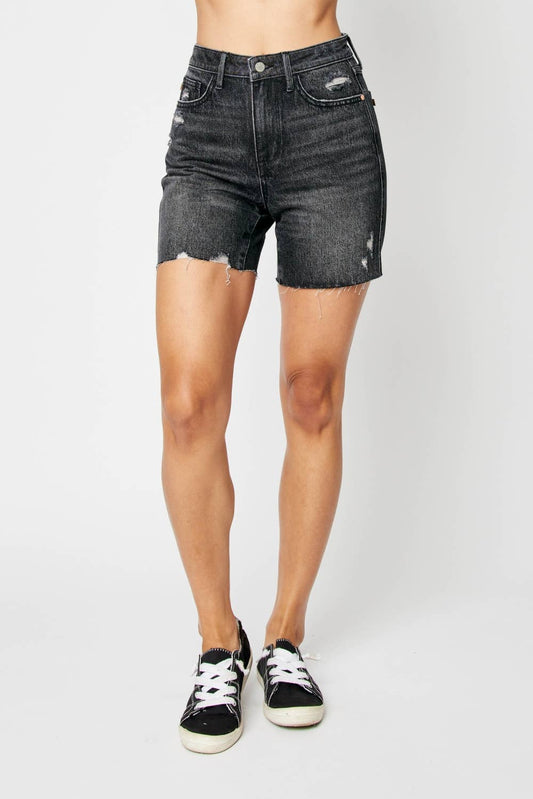 Judy Blue Jeans - HW Rigid Magic Destroy Raw Hem Shorts (XL Only)