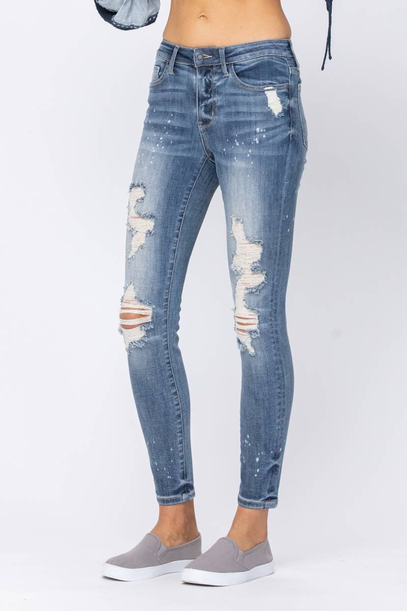 Judy Blue Jeans - MID-RISE SKINNY BLEACH SPLATTER DESTROYED