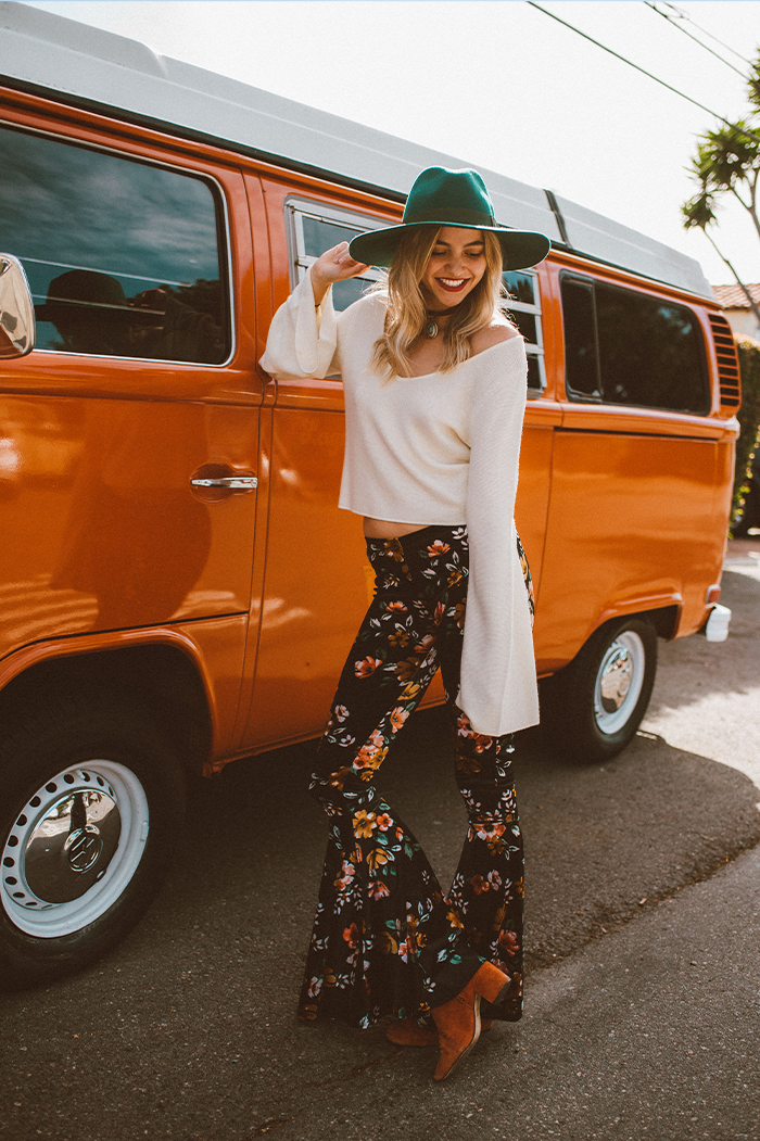 Sunset Black Floral Bells