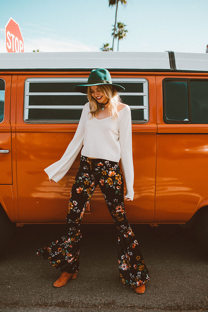 Sunset Black Floral Bells