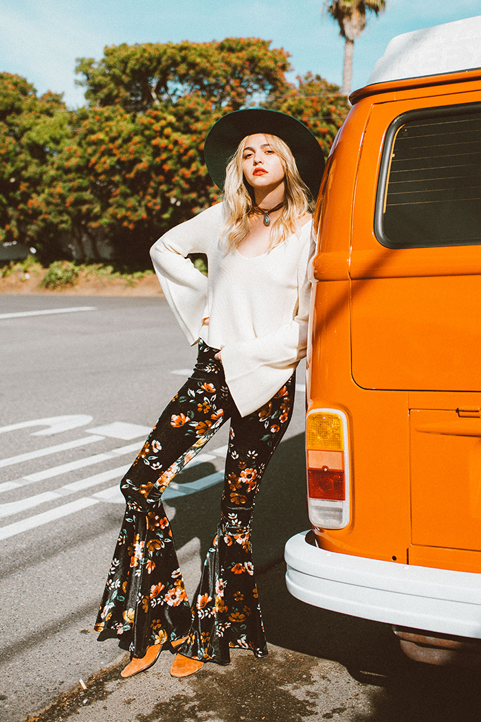 Sunset Black Floral Bells